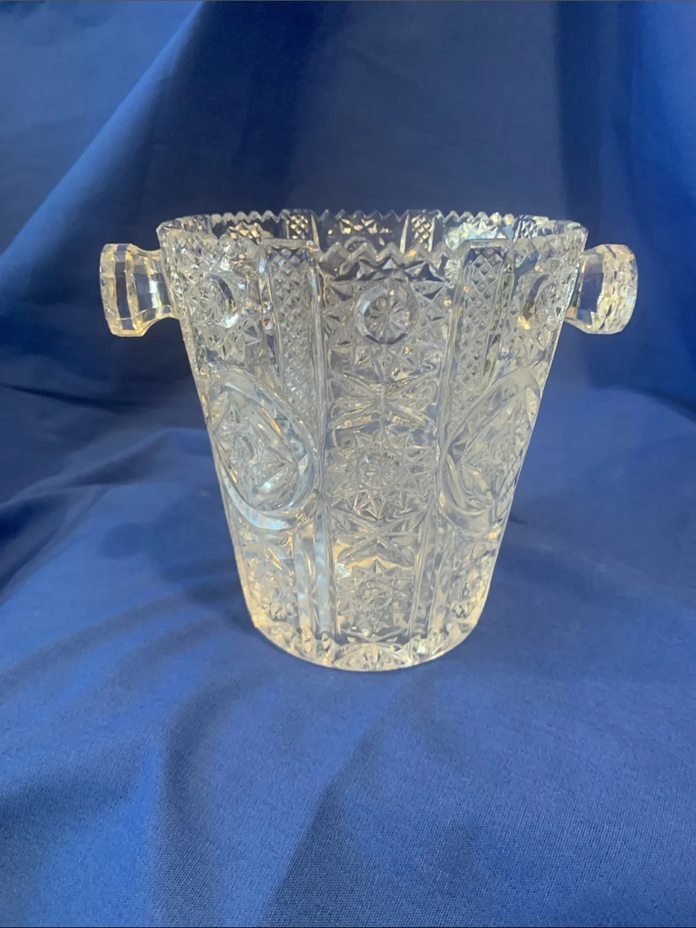 Vintage Glass Ice Bucket with Handles